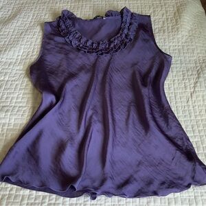 Signature by Larry Levine Purple Satin Blouse Dressy Tank Top size L